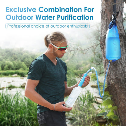 Waterdrop Gravity Water Filter Straw and 2.25G Gravity-fed Stainless-Steel Water Filter System