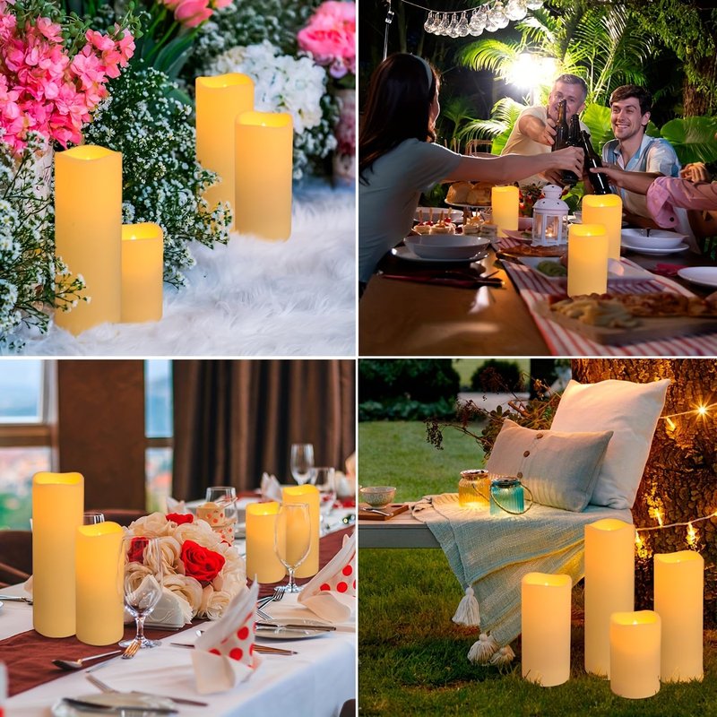 kneeife - 48 Pack Flameless Candles with Remote & 24H Timer - Waterproof Battery Operated Decorative Candles,3 Sizes(4" 5" 6" inch) for Home Decor, Wedding, Christmas, Party (Warm White)