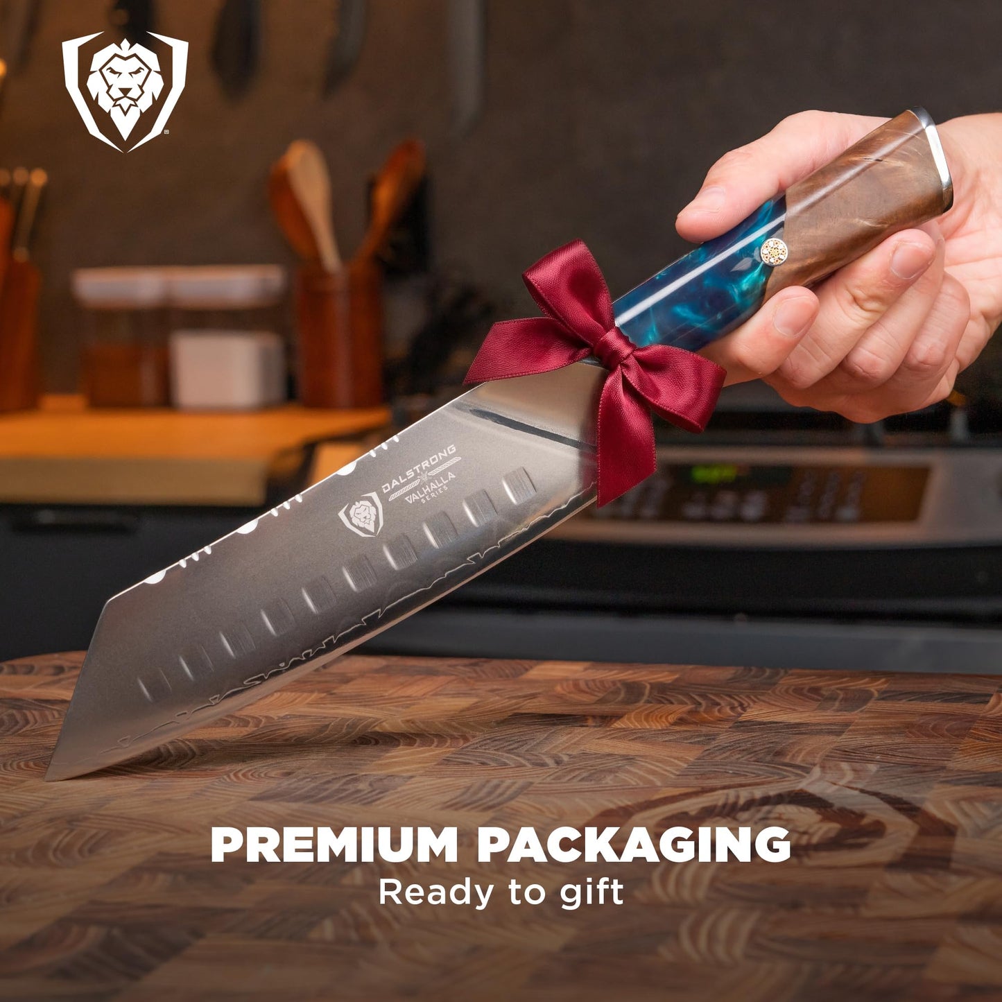 Dalstrong Santoku Knife - 7 inch - Valhalla Series - 9CR18MOV High Carbon Steel - Vegetable Knife - Celestial Resin & Wood Handle - Asian Cooking Knife - Premium Kitchen Knife Gift- w/Leather Sheath
