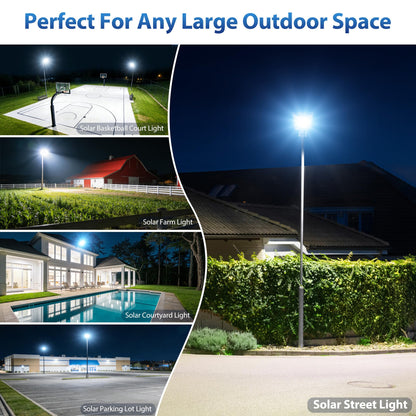 15000W Solar Street Light, Super Bright Solar Street Lights Outdoor Waterproof, 320° Solar Flood Lights Outdoor with Dusk to Dawn Motion Sensor Remote, 62000mAh IP67, for Parking Lot Yard Garage Farm