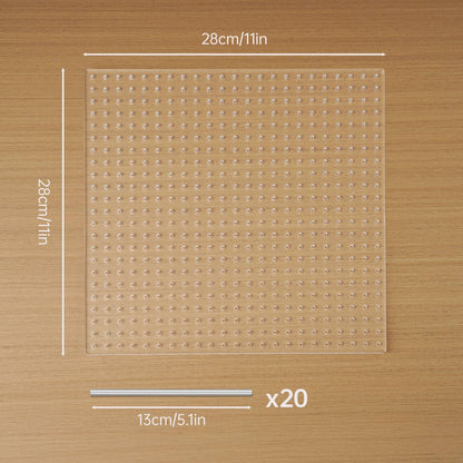 NiHome Clear Acrylic Crochet Blocking Board Kit for Crochet, Weaving, Craft Projects, 11"x11" with 529 Precisely Spaced Holes and 20 Stainless Steel Pins, Suitable for Beginners and Craft Enthusiasts