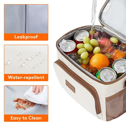 Lifewit Reusable Insulated Lunch Bag, Portable Cooler Freezable Soft Lunchbox Leakproof with Adjustable Shoulder Strap for Men Women Adult for Work Picnic or Travel, 9L 12 Can, Cream