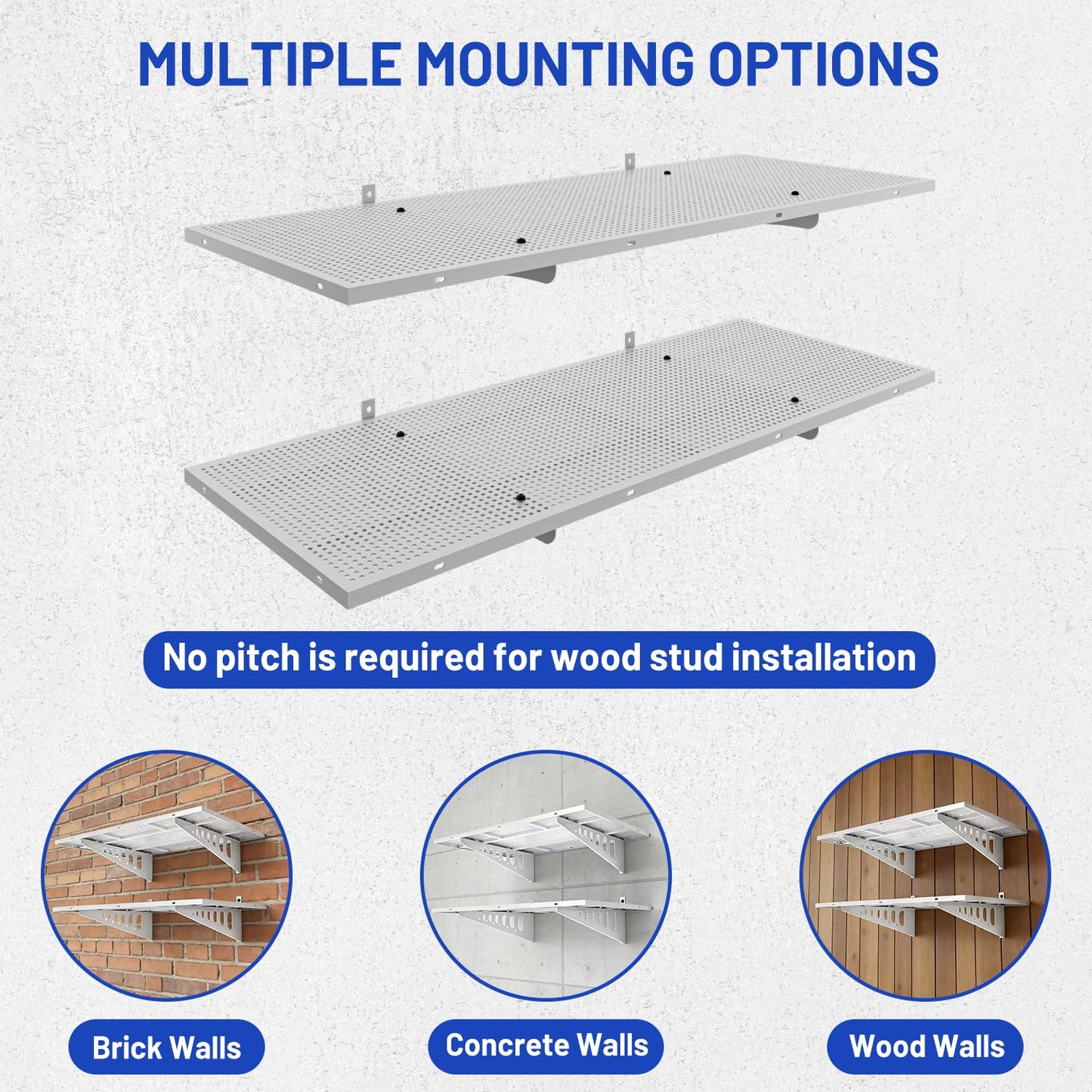 ZONEGRACE 4-Pack 2x3ft Wall Mounted Garage Shelves, 1000 Lbs Deep Garage Wall Shelving Heavy Duty, Large Floating Shelves For Wall With Storage, Complete Install Kit & Hooks, White