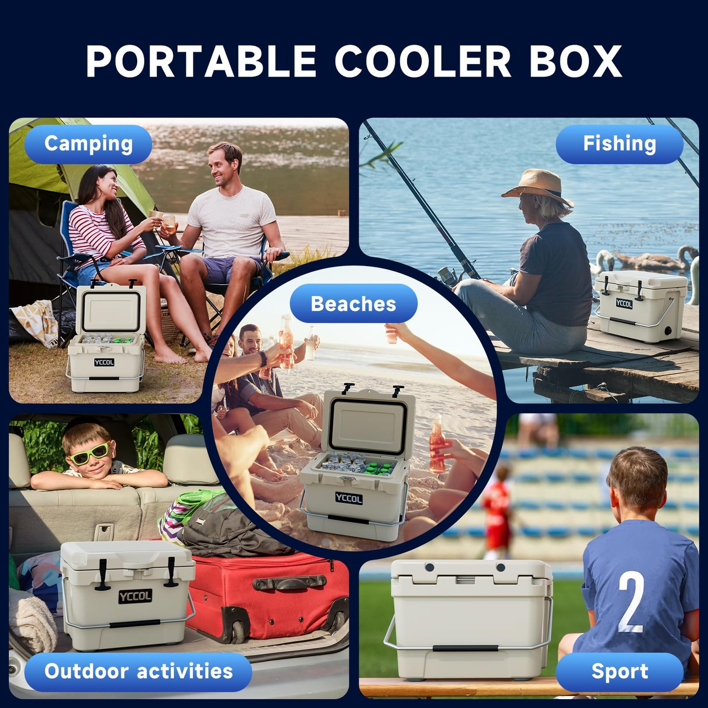 27 Quart Insulated Cooler - 72+ Hours Ice Retention, Large Capacity Cooler with Built-in Bottle Opener, Leak-Proof, Portable for Camping, Beach, Fishing, Barbecues & Outdoor Activities