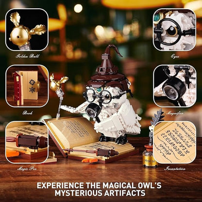 Ideas Magic World Owl Building Set Compatible with Lego Animal MOC Potter Toy with 1162 PCS Collectible Harry Bird Model with Light Effect for Adults Fans for Boys and Girls Aged 8+