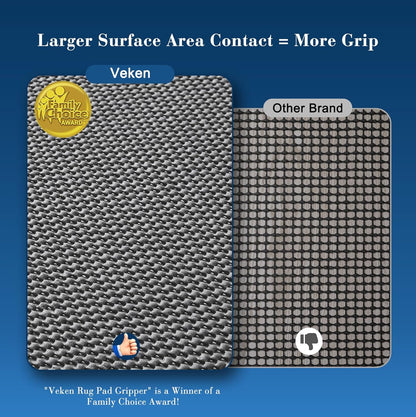 Veken Non-Slip Rug Pad Gripper - 5x7 Ft Thick Dark Grey Mat for Hardwood & Tile Floors