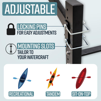 Teal Triangle Freestanding Kayak Storage Rack – 2 Kayak Rack & Canoe Rack – Indoor Outdoor Kayak – Adjustable Surfboard & Stand Up Paddle Board Holder – Adjustable Storage Stand - Black