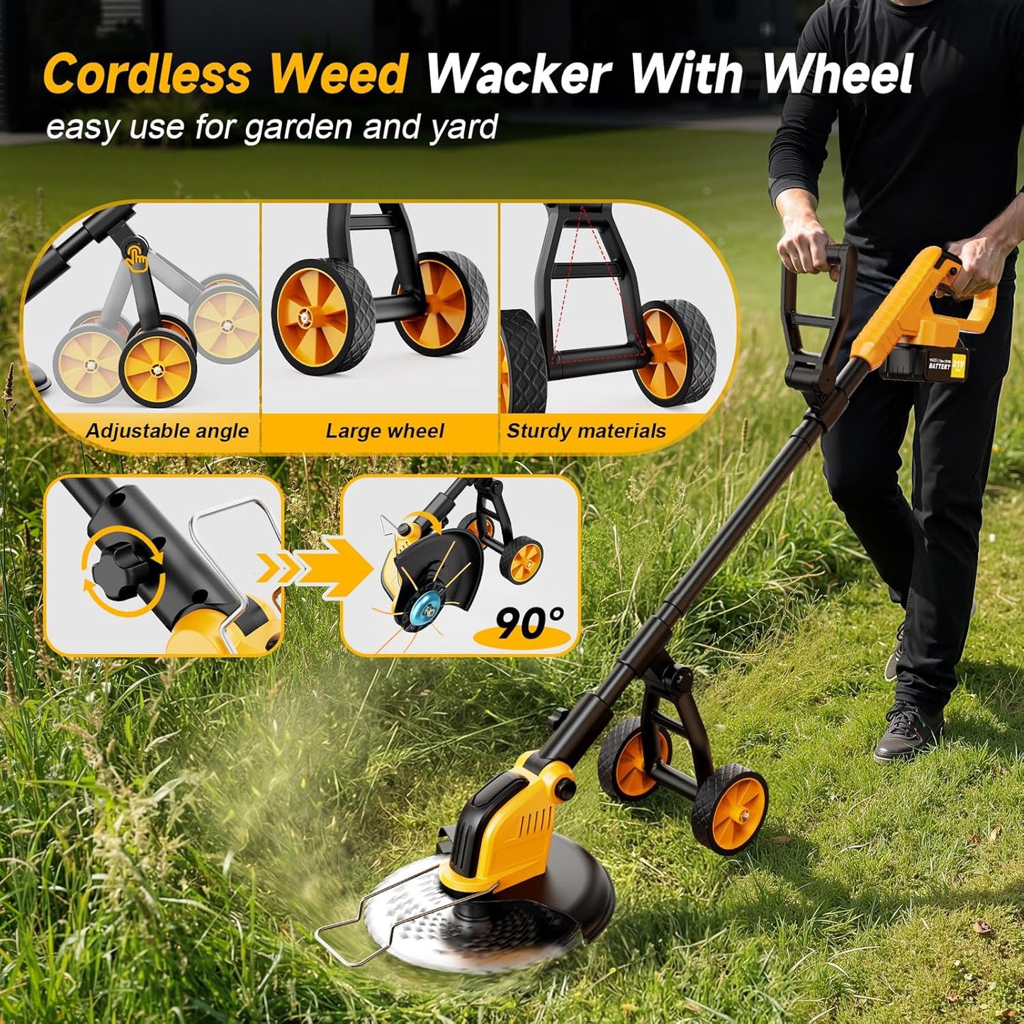 **Skiennix 20000 RPM Brushless Battery Weed Wacker - Heavy Duty Cordless Lawn Tool with 2 Batteries**