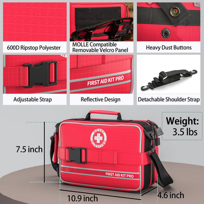 Comprehensive First Aid Kit for Home, Premium Emergency Trauma Kits with Shoulder Strap for Car Camping Gear, Waterproof Survival Kit, Home Essentials, Outdoor Emergency Medical Supplies -324 Piece