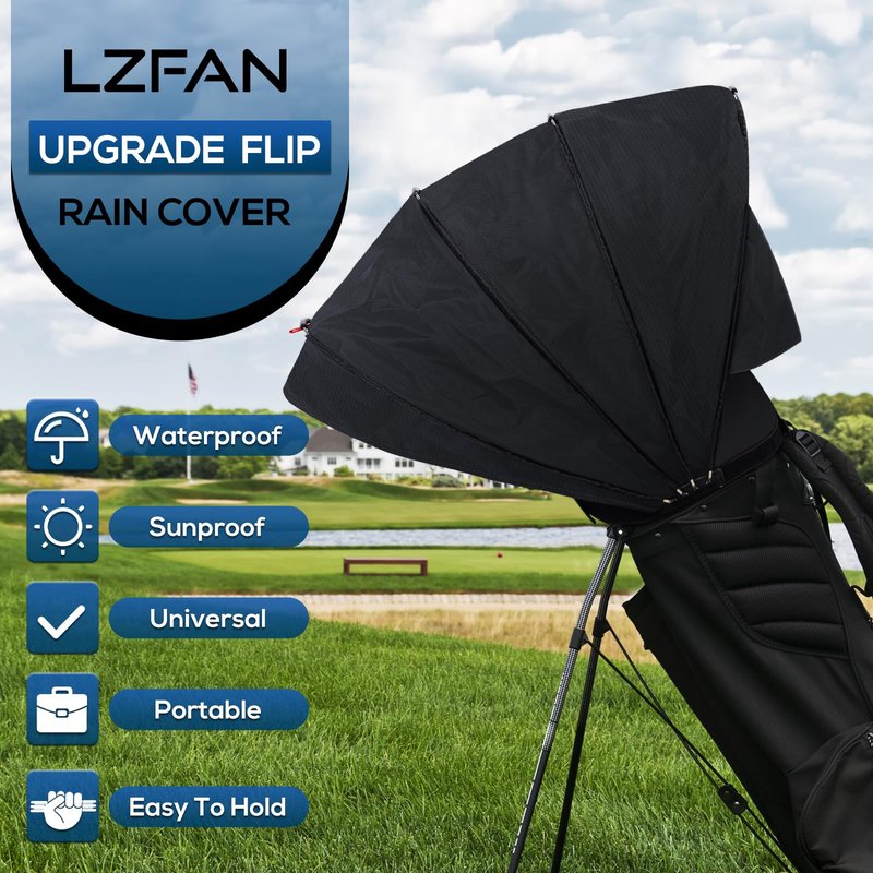 LZFAN Golf Bag Rain Cover, Golf Club Protector, Waterproof Rain and Dust Covers, Easy Access Golf Bag Rain Hood/Cover, Anti UV,Anti-Static,All Weather Protection, Garage Storage (Upgrade-Zipper)