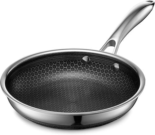 HexClad Hybrid Nonstick 8-Inch Frying Pan - Stay-Cool Handle, Dishwasher Safe & Oven Safe Up to 900°F