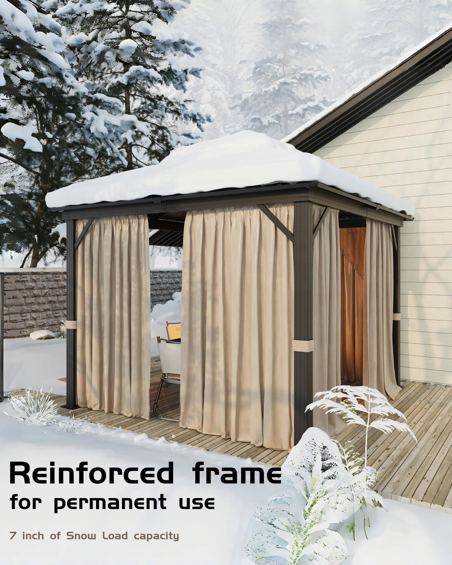 10x10 FT Double Metal Roof Hardtop Gazebo, All-Weather Outdoor Patio Pavilion with Aluminum Iron Frame, Mosquito Netting and Privacy Curtains, Permanent Shelter for Garden Deck Lawn Backyard