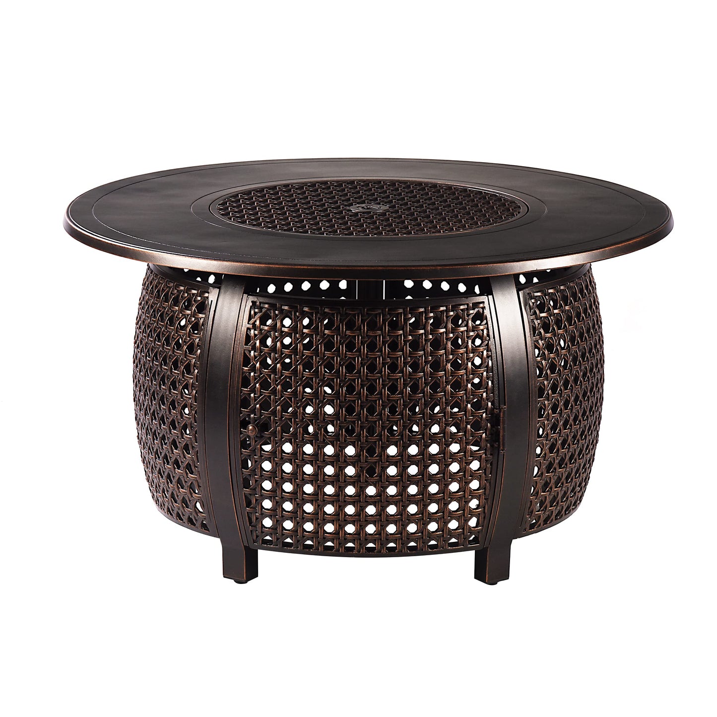 Oakland Living Round 44 in. x 44 in. Aluminum Propane Fire Pit Table with Glass Beads, Two Covers, Lid, 57,000 BTUs in Copper Finish