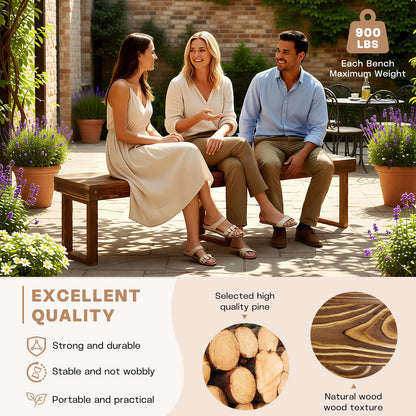 YEXINGlow 6Ft Outdoor Solid Wooden Bench, 71" Porch Bench Outdoor Backless Garden Bench, Long Outdoor Narrow Wood Bench for Deck Patio Entryway,Bears 900 pounds