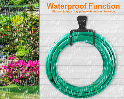 PeoMev Metal Garden Hose Holder - Heavy Duty Wall-Mounted Hose Hanger for Outdoor Use | Sturdy Hose Hooks