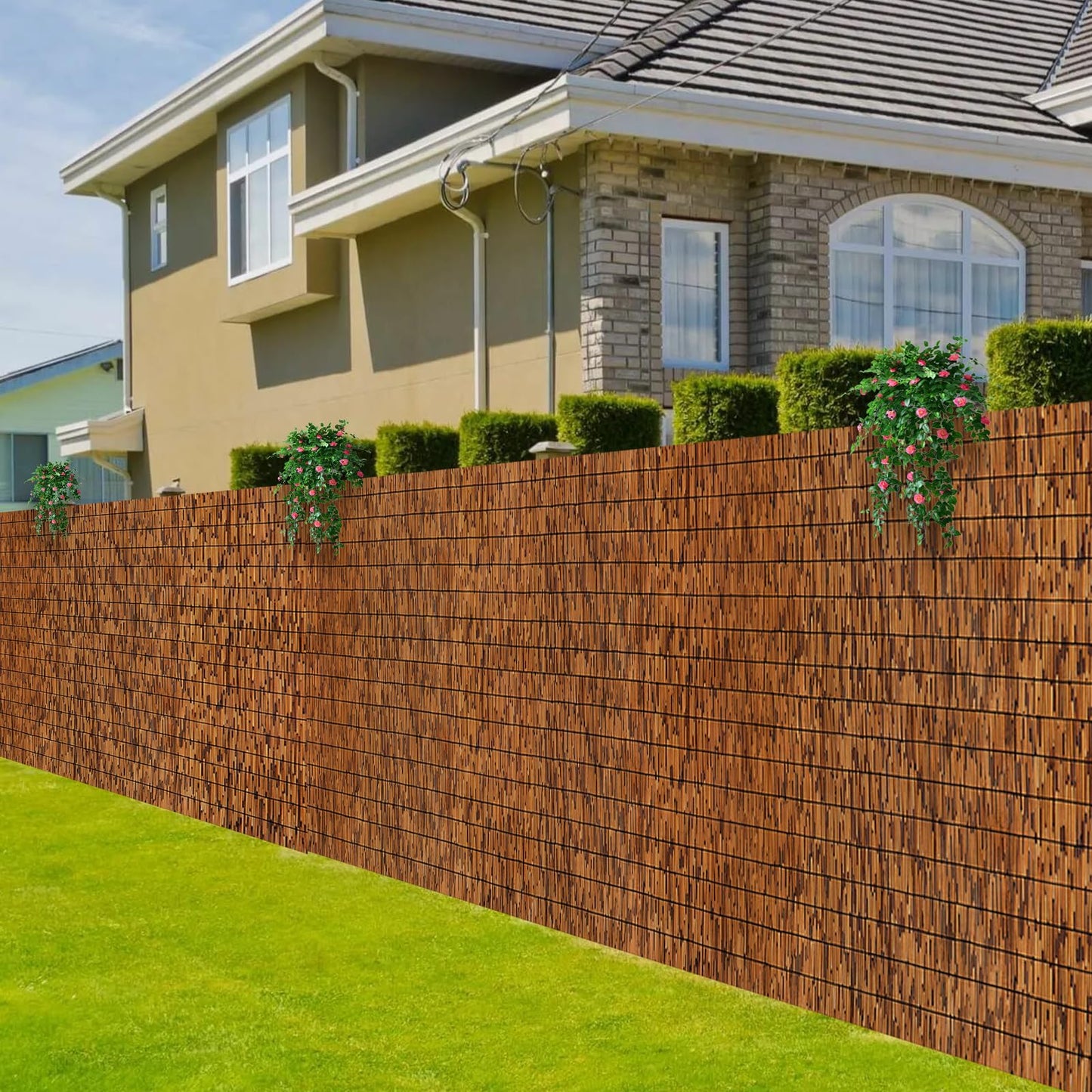 MOOKNAT Natural Reed Fence,6FT X 16.4FT Bamboo Fencing Privacy Reed Screening for Outdoor, Gallery, Restaurant, Hotel, Patio (Brown)