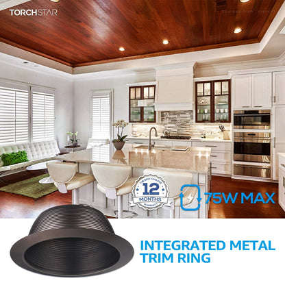TORCHSTAR 6 Inch Integrated Can Light Trim, Oil Rubbed Bronze, Full Metal, Model 33139, for 6in Cans, Pack of 6