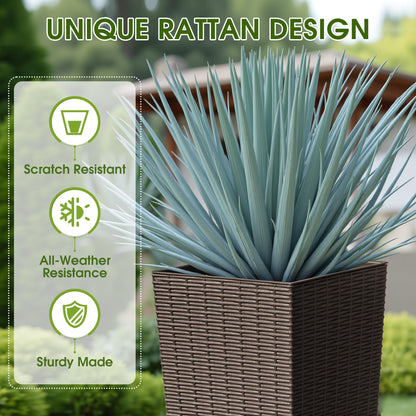 Devoko Resin Tall Planters for Outdoor Plants Set of 2, Large Taper Outdoor Planter Pots with 4 Drainage Holes, Flower Pots Modern Decor for Porch, Patio, Backyard, Home Garden (Brown, 32")