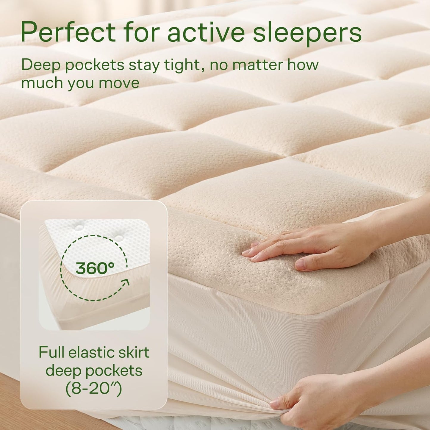 Niagara Sleep Solution Ultra Soft Mattress Topper | California King Size - Bamboo Pillow Top for Back Pain Relief, Naturally Cooling, Beige