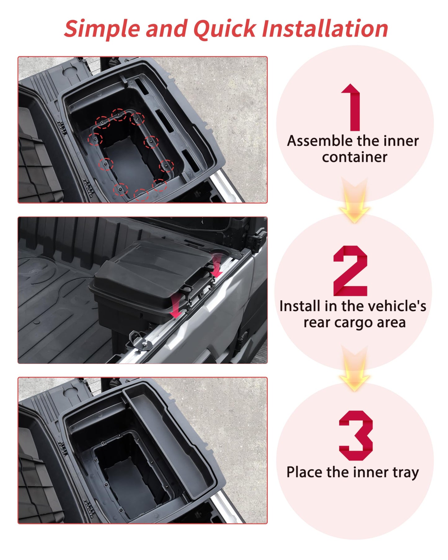 KEWISAUTO Rear Cargo Storage Box for Polaris Ranger XD 1500 Premium/Northstar 2024-2025 Accessories, 22L Double Layer Removable Rear Cargo Storage Box Bin Waterproof Poly Bed Trunk Case