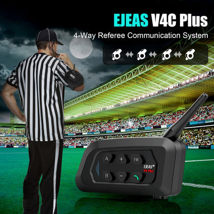 EJEAS V6C Professional Football Referee Bluetooth Intercom, 2 People Wireless Bluetooth Headset with Running Armband for Soccer Hockey Rugby Sports (2 Pack)