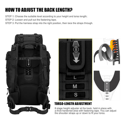 Mardingtop 70L Hiking Backpack+ Molle Tactical Utility Pouch