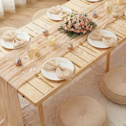 Novabright Boho Picnic Kit 22'' x 44'' Folding Picnic Table 91" x 71" Extra Large Outdoor Boho Blanket with Beige Table Runner and 6 Napkins for Camping Wedding Birthday Baby Shower Party Decor