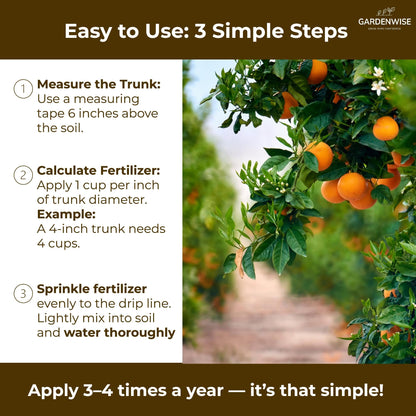 GARDENWISE Professional Citrus Fertilizer + Vital Micronutrients; Perfect Balanced NPK for All Citrus; for Indoor and Outdoor Plants; Orange, Lime, Avocado and Lemon Tree Fertilizer (1/2 Quart)