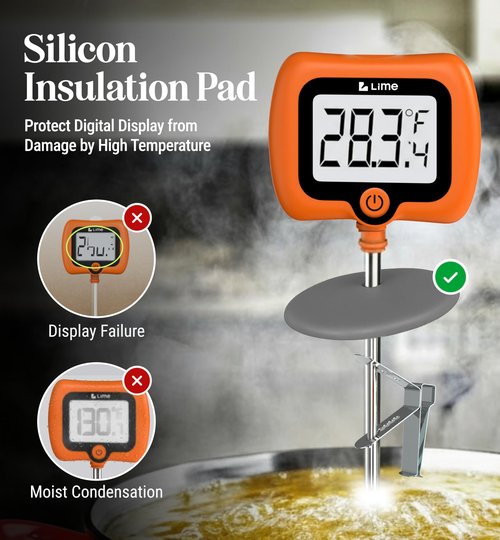 Digital Candy Thermometer with Pot Clip, 10" Long Stainless Steel Probe, Instant Read Kitchen Thermometer for Cooking, Baking, and Candy Making