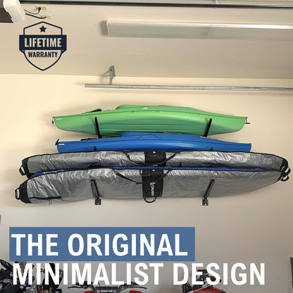 StoreYourBoard 4 Paddleboard Storage Rack, Adjustable Wall Mounted Indoor Garage Organizer, Standup Holds SUPs and Kayaks