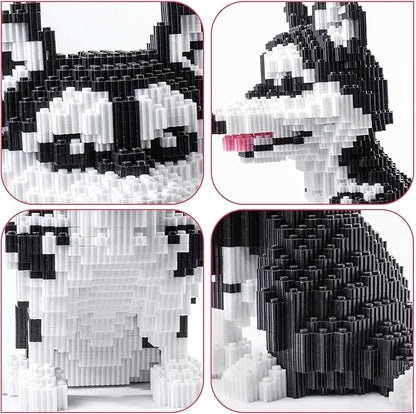 Micro Dog Building Husky Set DIY Animal 3D Puzzle Building Toy Bricks Set Educational Particle Building Blocks Toys Kits Gifts for Kids or Adults (4800 Pieces)