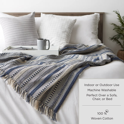DII Chevron Throw Collection Handloomed Cotton, 50x60, Marigold