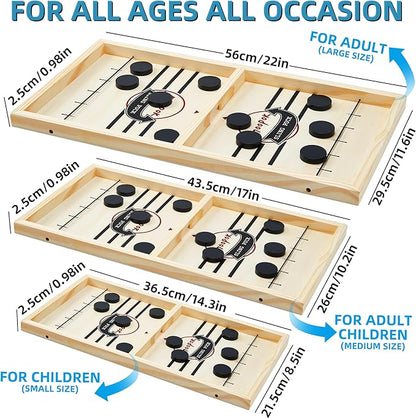 Fast Sling Puck Game - 2 in1 Chess Board and Desktop Battle Super Winner GameFast Action Wooden Air Hockey Board GameAdults and Kids Family Friend Funny Slingshot Game Toys
