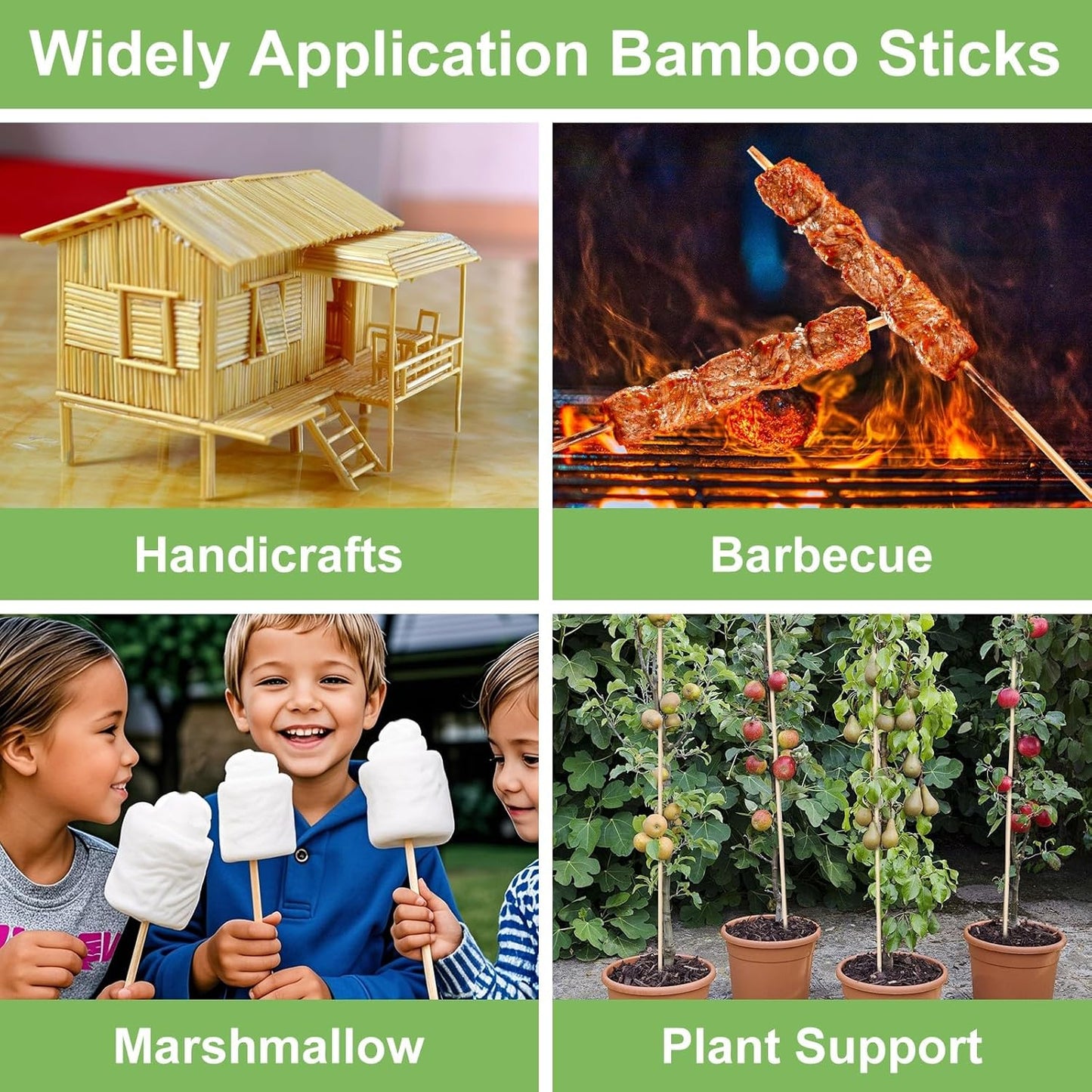 Bamboo Plant Stakes - 18 Inch Wooden Support for Potted Plants | 46 PCS with Wires for Gardening