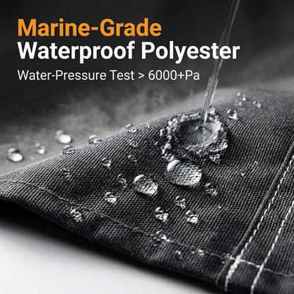YimSting Boat Cover 16-18.5ft, 1200D Heavy Duty Waterproof Boat Cover with Metal Hook & Motor Cover, Fits 16' 17' 18' Bass Boat, V-Hull, Tri-Hull & Runabout Boats up to 94" Beam, Black