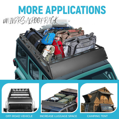 ECOTRIC 50" x 39" x 4.75" Roof Rack Cargo Basket W/Cross Bars Fit for Car SUV Pickup Truck Van Universal Top Cargo Carrier Metal Luggage Storage Holder Basket Rack for Travel 150Lbs Steel Black