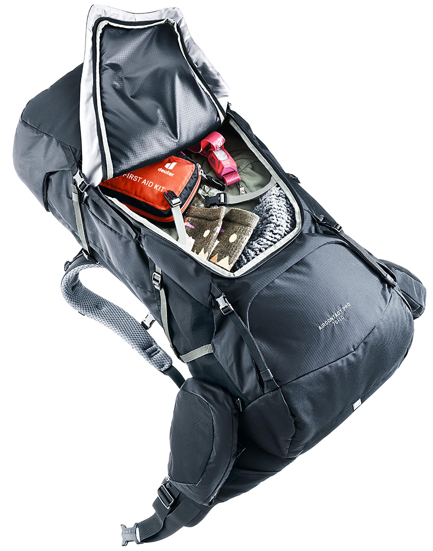 Deuter Aircontact Pro 75+10L Hiking Backpack, 75+10 Liters - Black