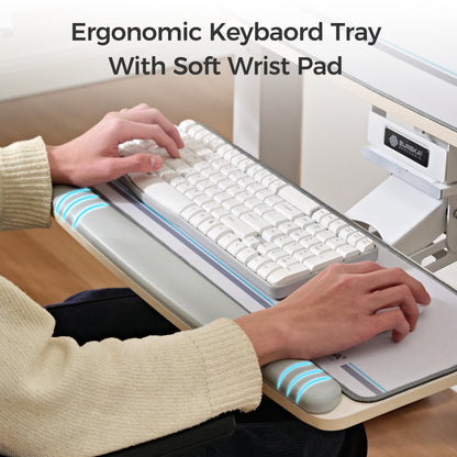 EUREKA ERGONOMIC Keyboard Tray Height Adjustable, Swivel Tilt Computer Keyboard Drawer Under Desk, 25x9.13'' Sliding Keyboard & Mouse Platform with Mouse Pad for Typing, Maple