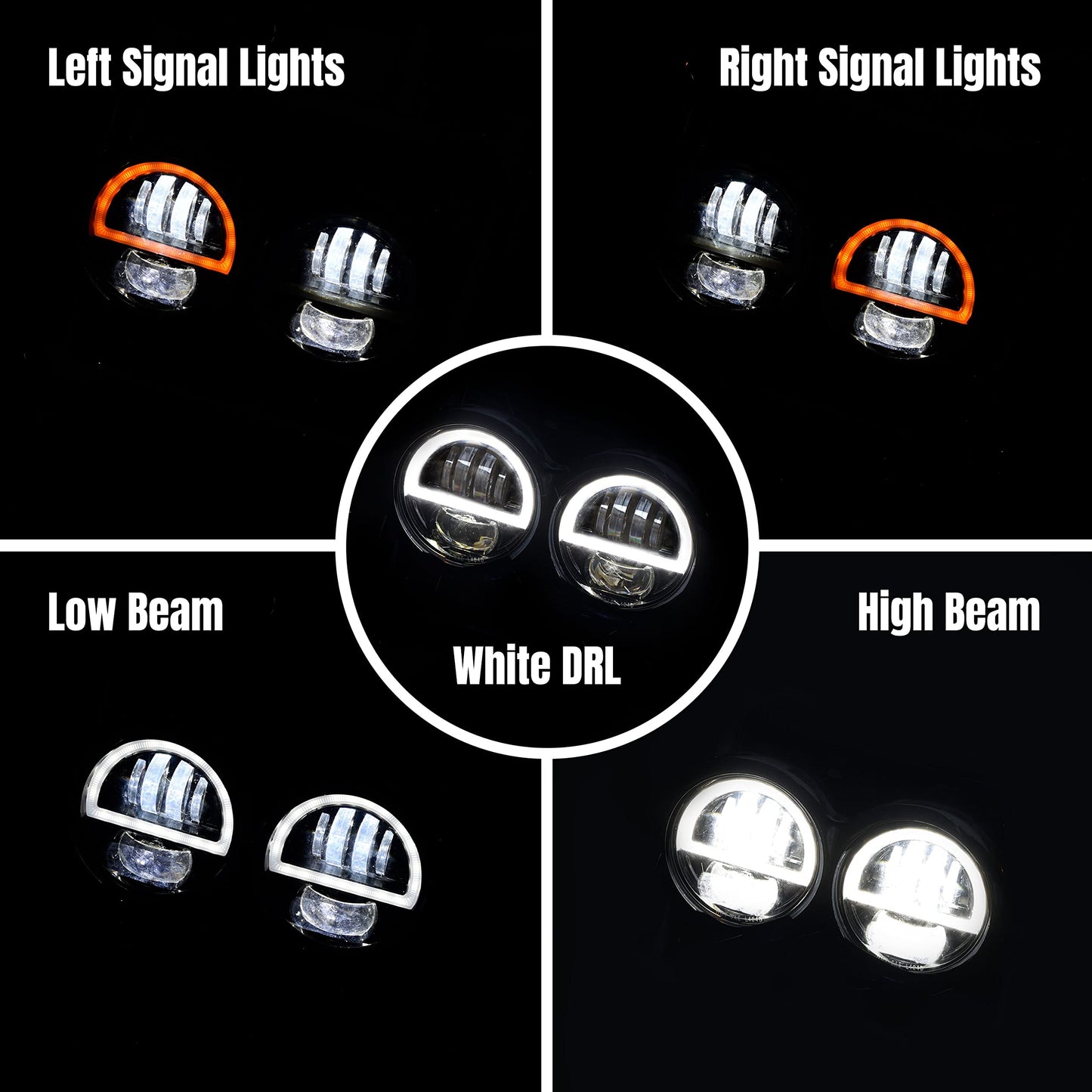 VEISUTOR Dual LED Headlight for Fat Bob，Upgraded LED Headlamp Front Light Kit with High Low Beam Turn Signal Lights and Halo Ring DRL for Harley Dyna Fat Bob 2008-2019 Accessories