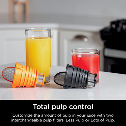Ninja NeverClog Cold Press Juicer, Powerful Slow Juicer with Total Pulp Control, Countertop, Electric, 2 Pulp Functions, Dishwasher Safe, 2nd Generation, Charcoal, JC151