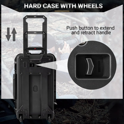 Relaxweex Black Waterproof Rolling Camera Hard Case 22x14x9 Inch, Impact-resistant Travel Case with Padded Dividers & Wheels for Cameras, Lenses & Accessories