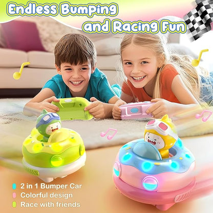 DEERC 2 Pack Remote Control Ejecting Bumper CarRC Car Toys with LED Lights&ampMusic RC Battle Stunt Race Cars Christmas Birthday Gifts Toys for Ages 6+ Year Old Girls Boys
