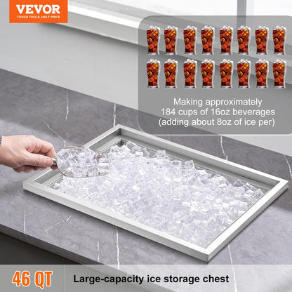 Happybuy Drop in Ice Chest 23''L x 17''W x 12''H with Cover 304 Stainless Steel Drop in Cooler Included Drain-Pipe and Drain Plug Drop in Ice Bin for Cold Wine Beer