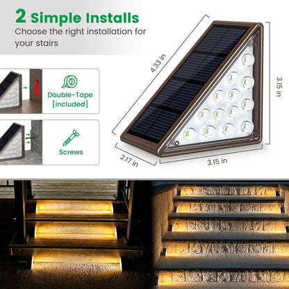 JOFIOS Solar Step Lights for Outside,24pack Solar Stair Lights Outdoor Waterproof IP67,Outdoor Deck Step Light,Solar Outdoor Lights for Staircase,Patio(Warm Brown)