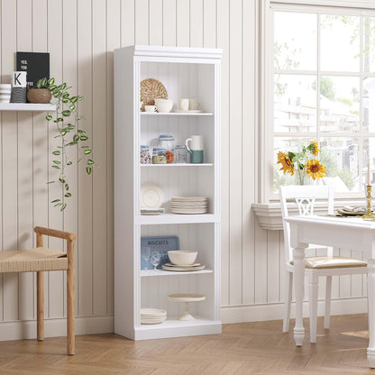 Spirich 5 Tier White Bookshelf, Tall Bookshelf with Storage, Open Wooden Book Shelf, Modern Large Bookcase for Living Room, Home Office, Dinning Room