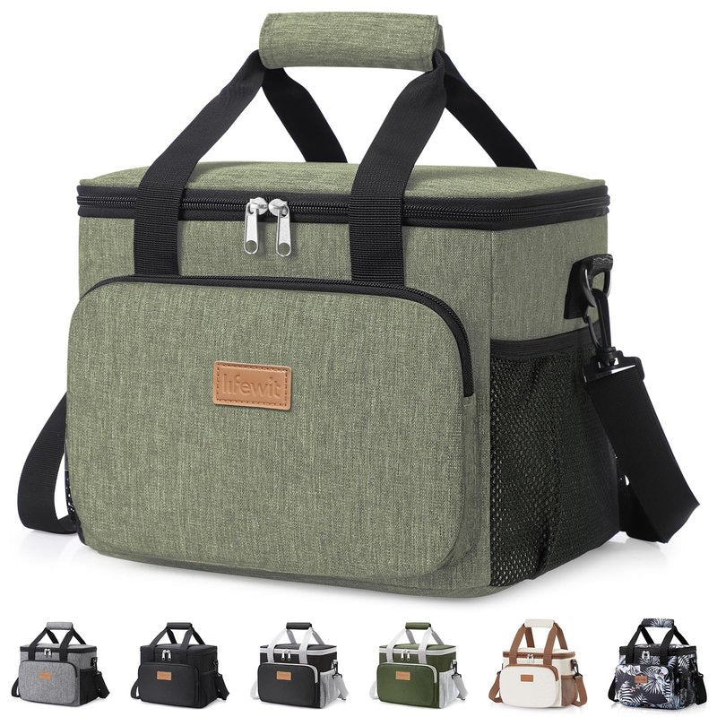 Lifewit Medium Lunch Bag, Insulated Lunch Box, Soft Cooler Cooling Tote for Adult Men Women, Dark Green 12-Can (9L)