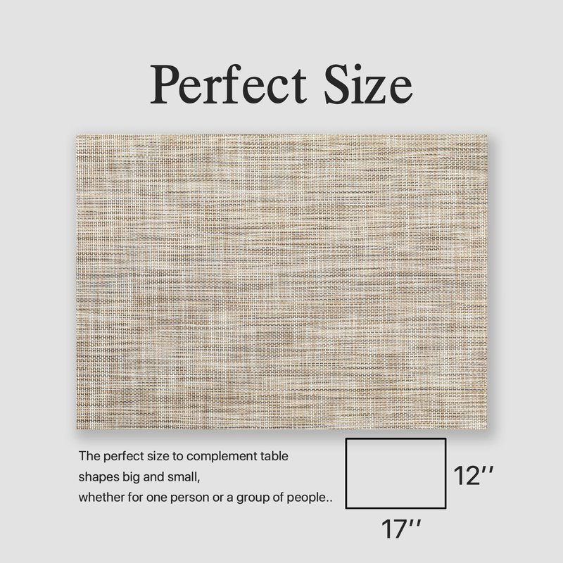 Placemats Set of 4 - Easy Clean Woven Vinyl Placemats for Dining Table, Indoor/Outdoor Place Mats, Washable PVC Table Mats（Caramel）