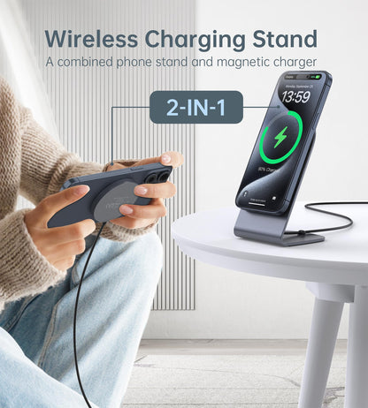 Magnetic Wireless Charger for iPhone 17/16/15/14/13/12 - Mag Charger+20W USB C Adapter, Fast Wireless Charging Stand/Pad with 5ft USB-C Cable for iPhone 17/16/15/14/13/12 Pro Max Plus Mini Air, Airpod