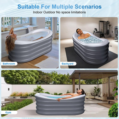 BINYUAN Inflatable Bathtub for Adults - Portable Collapsible Spa Tub with Electric Pump, Hot & Ice Bath Design, Foldable for 1-2 People, Durable PVC - Easy Inflate/Quick Drain