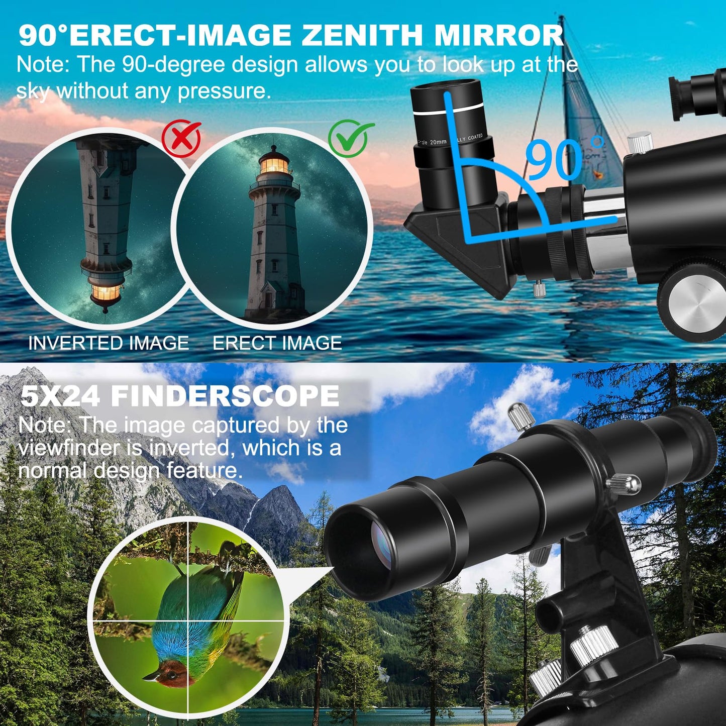 Telescope for Adults, Professional High Powered 90mm Aperture 800mm Refractor Telescopes for Astronomy Beginners with AZ Mount Tripod & Phone Adapter